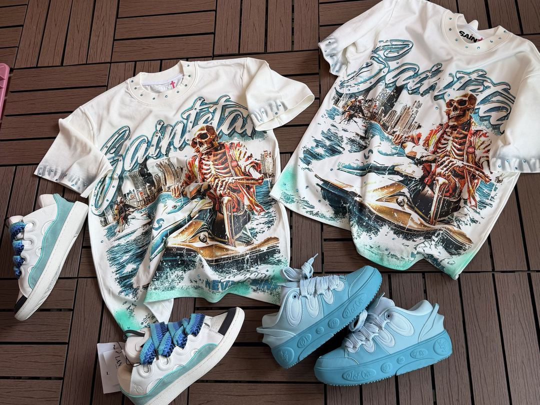 Combo Saintstar: Camiseta esqueleto + tenis blanco o verde agua